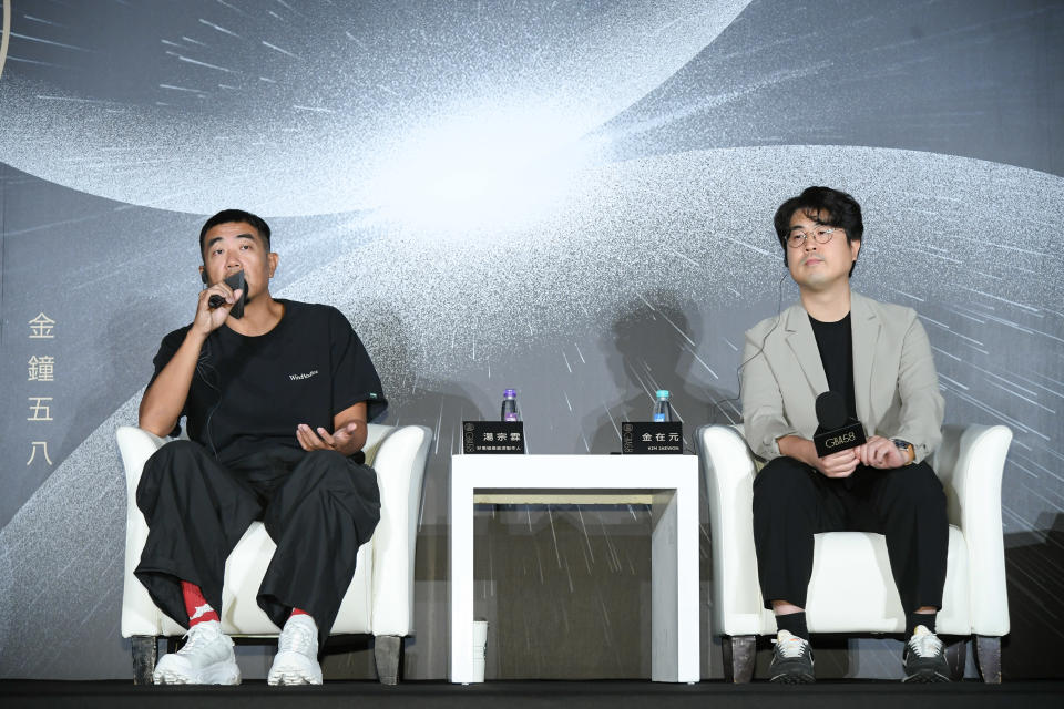 湯宗霖（左）今與來自韓國的金在元分享節目製作心得。（三立電視台提供）