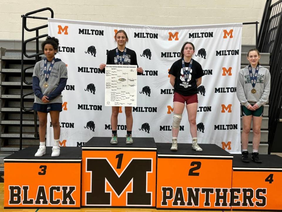 State College’s Anna Lackey finished second at 106 pounds in the PIAA Central Regional Championships on Saturday, March 2, 2024 at Milton High School. She is the first state qualifier for the Lady Little Lions. Photo provided