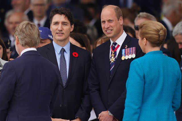 <p>JORDAN PETTITT/AFP via Getty</p> Canada's Prime Minister Justin Trudeau (left) and Prince William at a D-Day anniversary ceremony in France on June 6, 2024