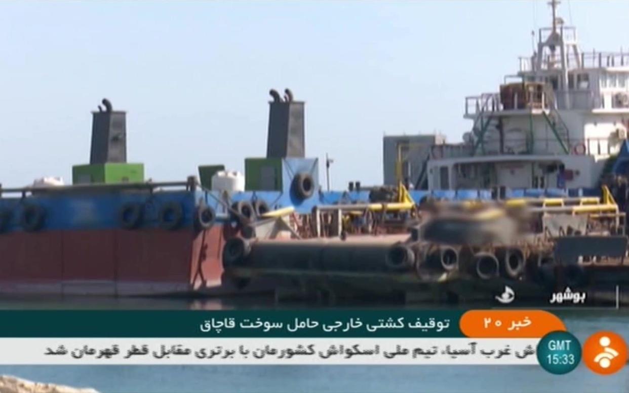 An image grab taken from the Islamic Republic of Iran News Network (IRINN) state television channel on August 4, 2019 reportedly shows a view of a foreign tanker seized by Iran in the Gulf - AFP