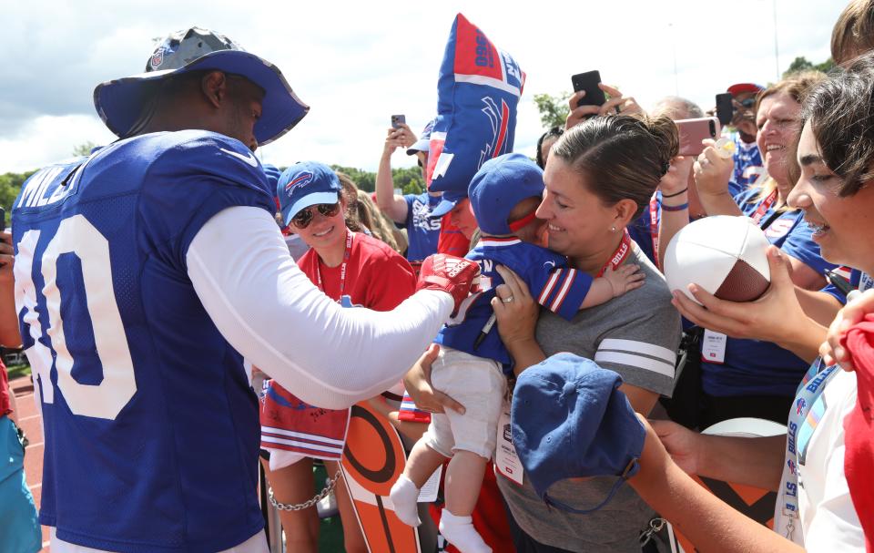 Von Miller and the Bills open training camp at St. John Fisher University Wednesday.