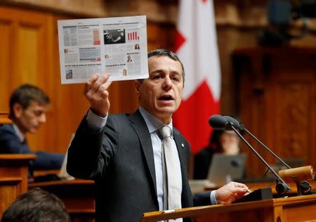 National Councilor Ignazio Cassis attends the debate on curbing the immigration, in the parliament, in Bern, Switzerland December 16, 2016. REUTERS/Ruben Sprich