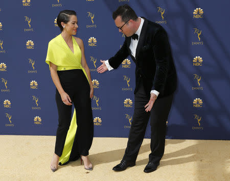 Edición 70 de los Premios Primetime Emmy – Llegadas – Los Angeles, California, Estados Unidos. 17/09/2018 – Tatiana Maslany y Kristian Bruun. REUTERS/Kyle Grillot