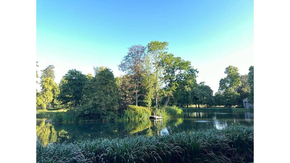 Charles Spencer's lake at Althorp House in the sunshine