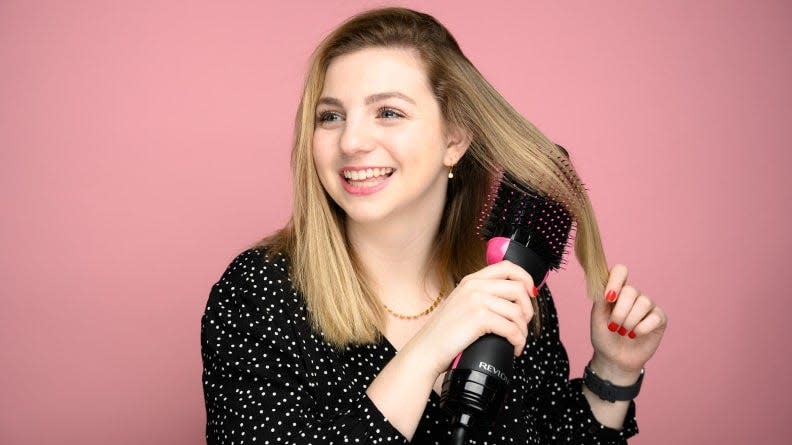 Credit:                      Reviewed.com                                             The Revlon One-Step Hair Dryer and Volumizer can cut your morning beauty routine time in half.
