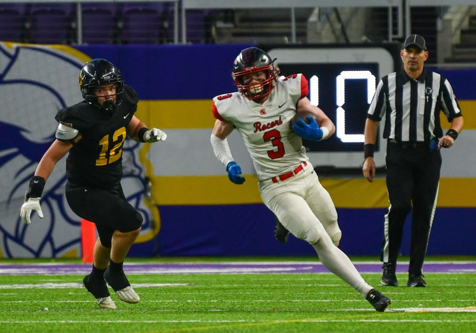 ROCORI football junior Grant Tylutki returns a punt Nov. 24 against Hutchinson in the Class 4A state title game at U.S. Bank Stadium. The Spartans lost 14-6.