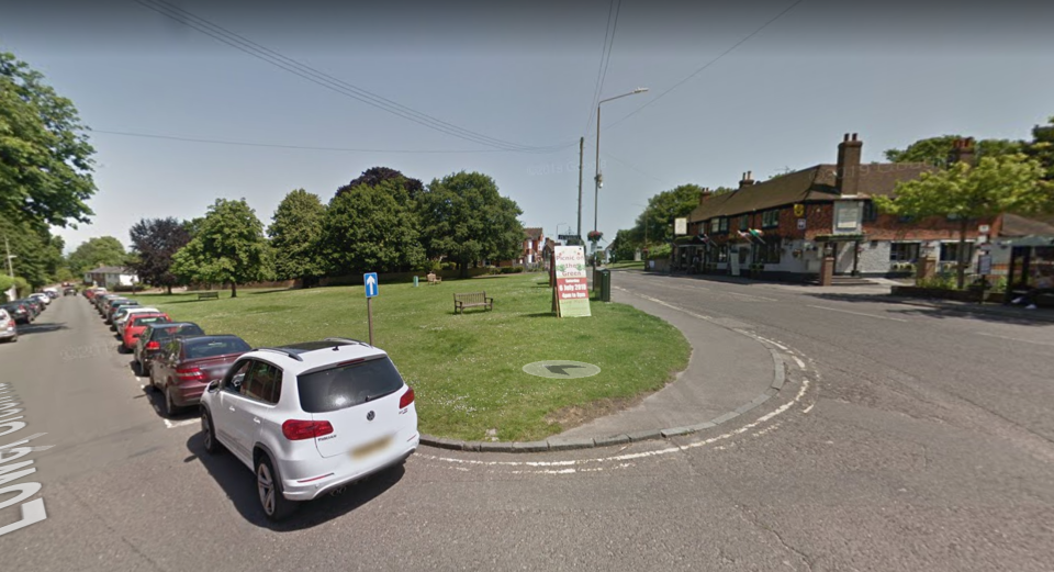Christmas lights in Pembury, Kent, have been restricted to garlands on the village green (Picture: Google Maps)