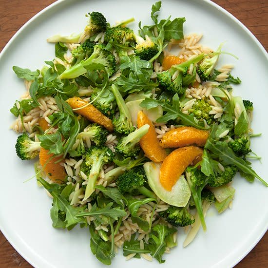 Broccoli-Orzo Salad with Orange and Arugula