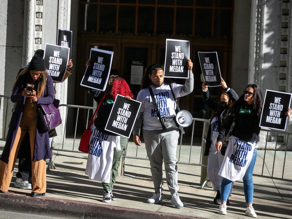 megan thee stallion supporters at tory lanez trial