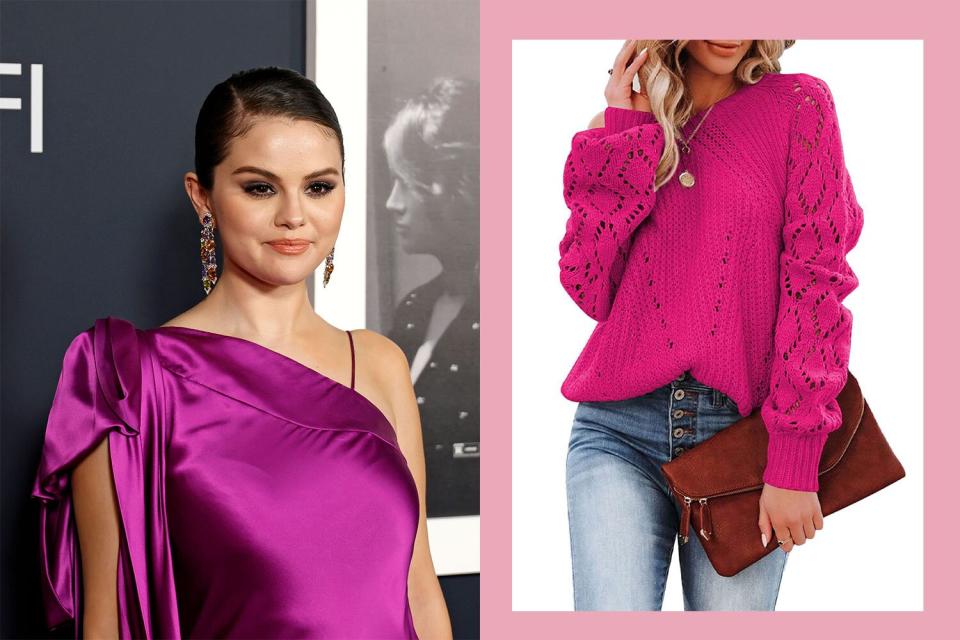Selena Gomez Pink Sweater Tout