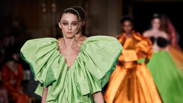 brandon maxwell brandon maxwell green bubble dress