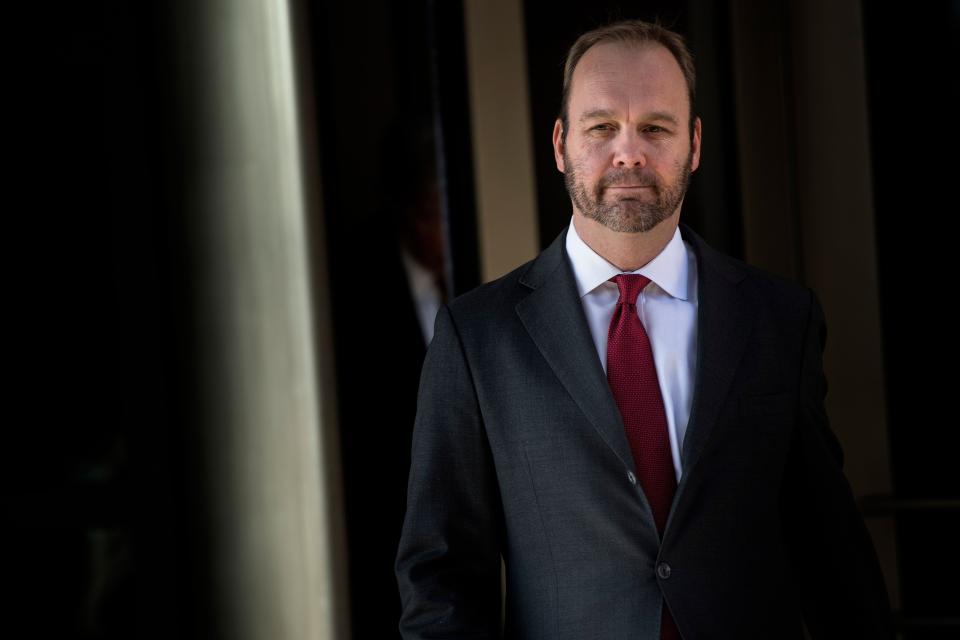 In this file photo taken on December 11, 2017 former Trump campaign official Rick Gates leaves Federal Court in Washington, DC. Gates testified on August 6, 2018 on day 5 of the trial against former Trump campaign manager Paul Manafort. Manafort, 69, is the first defendant to go to court to fight charges stemming from Special Counsel Robert Mueller's investigation into Russian interference in the 2016 election.