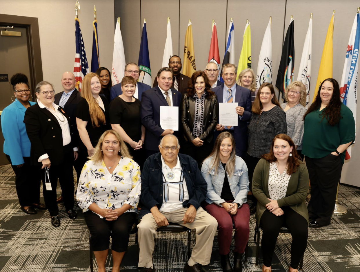 Gov. Gretchen Whitmer signs bills to include Native American children in guardianship protection. (Photo/Governor Whitmer's Office)