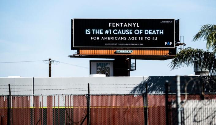 Billboard that states &quot;Fentanyl is the #1 cause of death for Americans age 18 to 45&quot;
