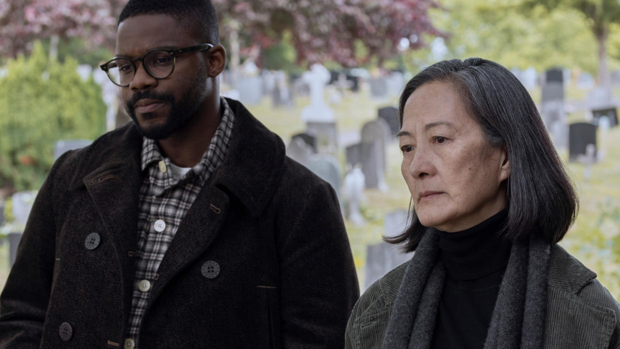  Jovan Adepo as Saul Durand, Rosalind Chao as Ye Wenjie in episode 107 of 3 Body Problem. 