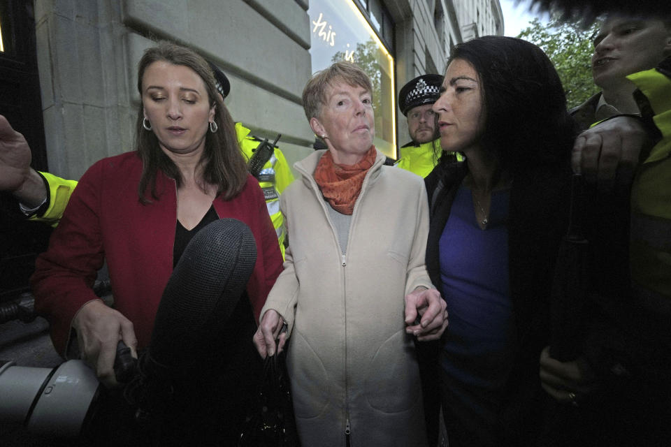 Former Post Office boss Paula Vennells arrives to give evidence to the Post Office Horizon IT inquiry at Aldwych House in central London, Wednesday May 22, 2024. (Yui Mok/PA via AP)