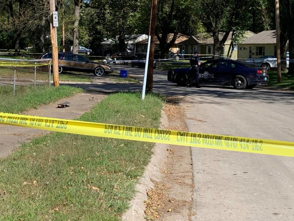 Kansas City police investigate a fatal shooting on Oct. 14, 2019, in the 4300 block of Hardesty Ave.