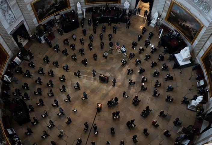 &lt;p&gt;The memorial service for Capitol Hill Police Officer Brian Sicknick as he lies in honor in the Rotunda of the U.S. Capitol Building&lt;/p&gt; (EPA)