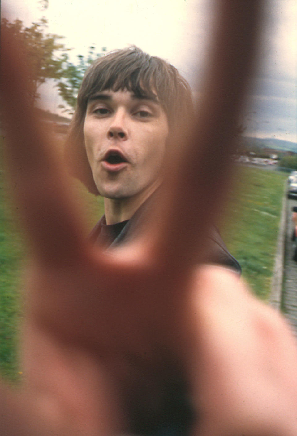 Ian Brown, from The Stone Roses in Rockfield, Salford Rehersal Studios for the Second Coming sessions.; 1993 'Gotcha' cover;  (Photo by Steve Brown/Photoshot/Getty Images)