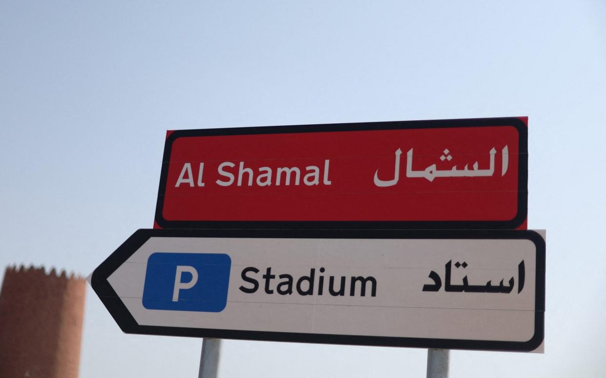 Qatar World Cup rules: Alcohol restrictions, plus weather, food and tickets explained / Soccer Football - FIFA World Cup Qatar 2022 Preview - Doha, Qatar - November 14, 2022 General view of signs outside the stadium Al-Shamal Stadium where the Germany team will train - REUTERS/Carl Recine