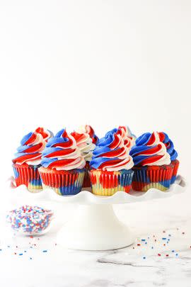 Red, White and Blue Swirl Cupcakes