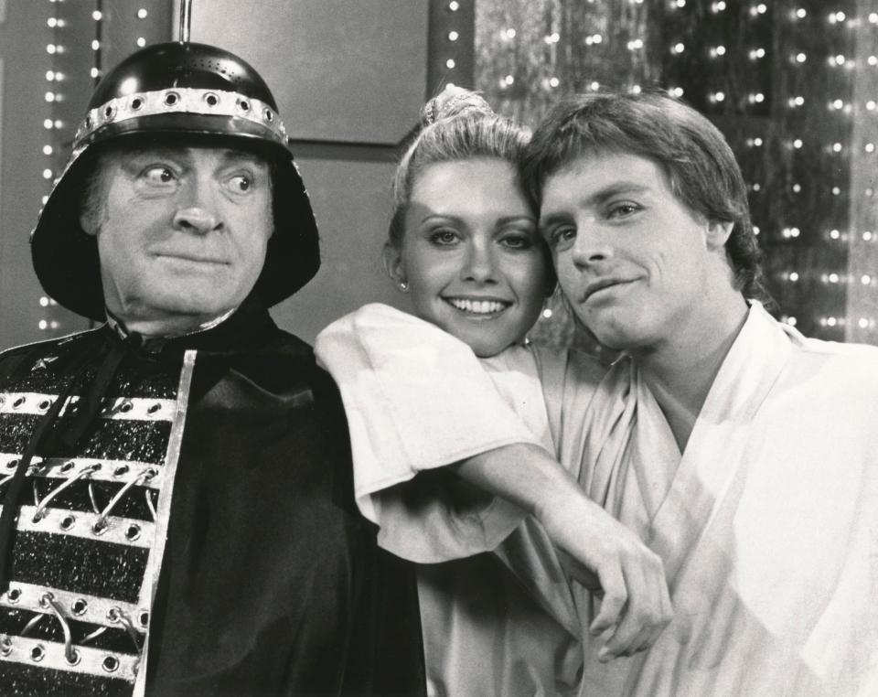 Bob Hope, Olivia Newton John, and Mark Hamill in a still from "A Disturbance in the Force."