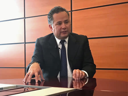 FILE PHOTO: Santiago Nieto, who was presented as the next head of the country's financial crimes unit, speaks during an interview with Reuters in Mexico City, Mexico September 14, 2018. REUTERS/Alberto Fajardo/File Photo