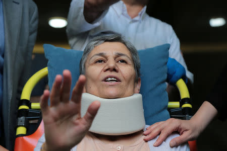 Pro-Kurdish Peoples' Democratic Party (HDP) lawmaker Leyla Guven, who ends her hunger strike after a call from jailed militant leader Abdullah Ocalan, leaves her home to go to hospital in Diyarbakir, Turkey, May 26, 2019. REUTERS/Sertac Kayar