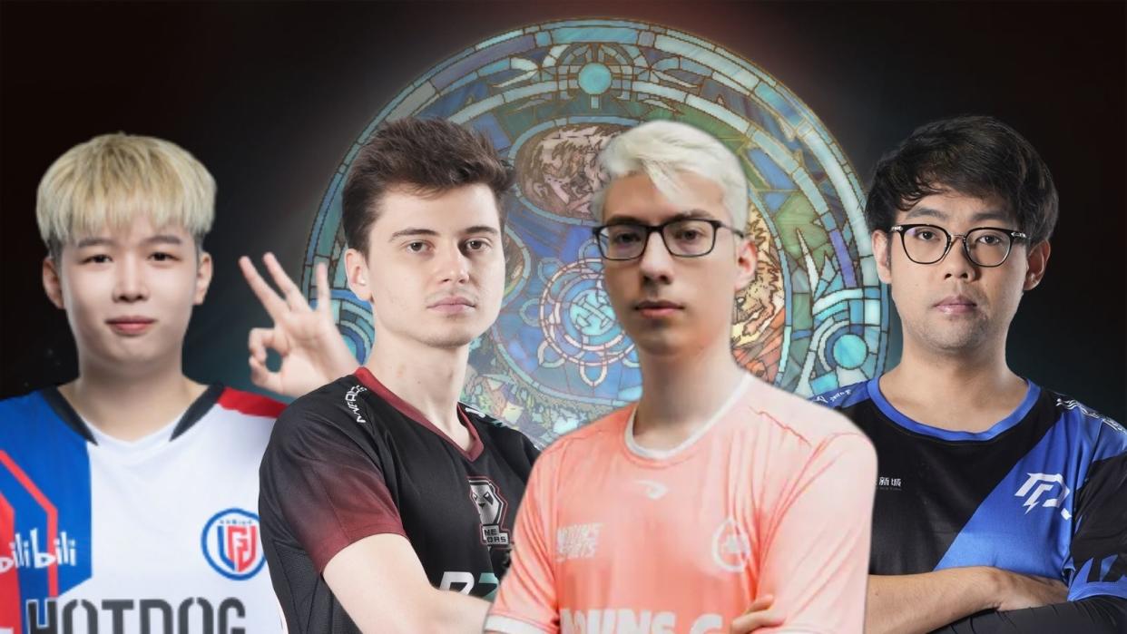 The fourth and final day of The International 2023's Group Stage saw LGD Gaming, 9Pandas, Nouns Esports, and Azure Ray secure upper bracket berths in the Playoffs. Pictured (from left to right) LGD Gaming NothingToSay, 9Pandas RAMZES666, Nouns Esports Gunnar, Azure Ray Somnus. (Photos: LGD Gaming, 9Pandas, Nouns Esports, Azure Ray, Valve Software)