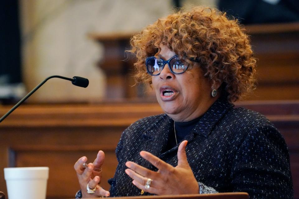 Democratic State Sen. Barbara Blackmon, shown Thursday, noticed a late introduction into the budget for education funding that held up the budget process and helped to send the Mississippi legislative session into the early hours of the morning Saturday.