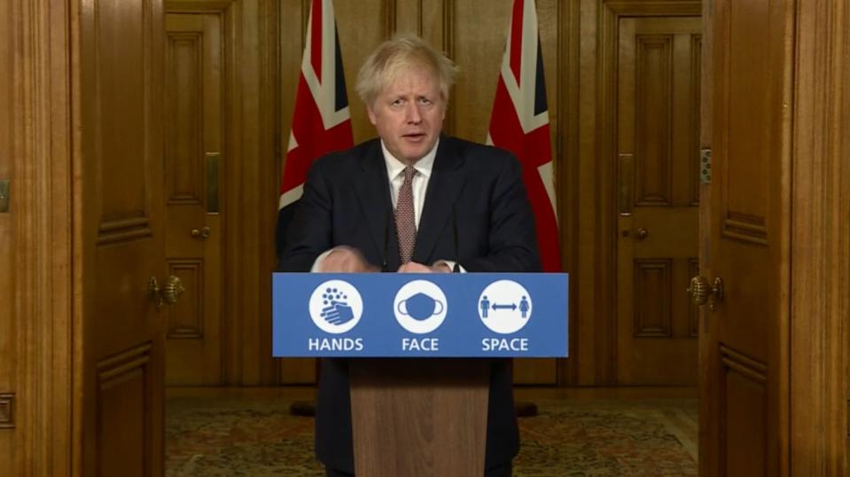 Prime Minister Boris Johnson during a media briefing (PA)