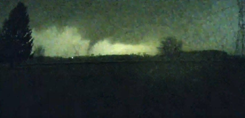 Security camera footage captured a tornado moving through Madison County last week. The tornado was classified as an EF1 twister on the Enhanced Fujita scale by the National Weather Service.