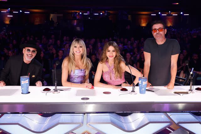 <p>Trae Patton/NBC</p> Season 18 "America's Got Talent" judges Howie Mandel, Heidi Klum, Sofia Vergara and Simon Cowell.