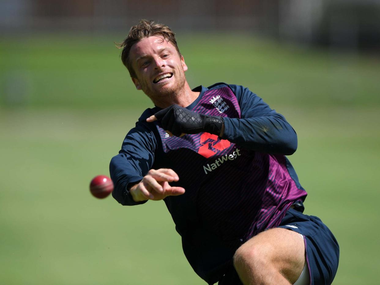 England player Jos Buttler in fielding action during England nets: Getty