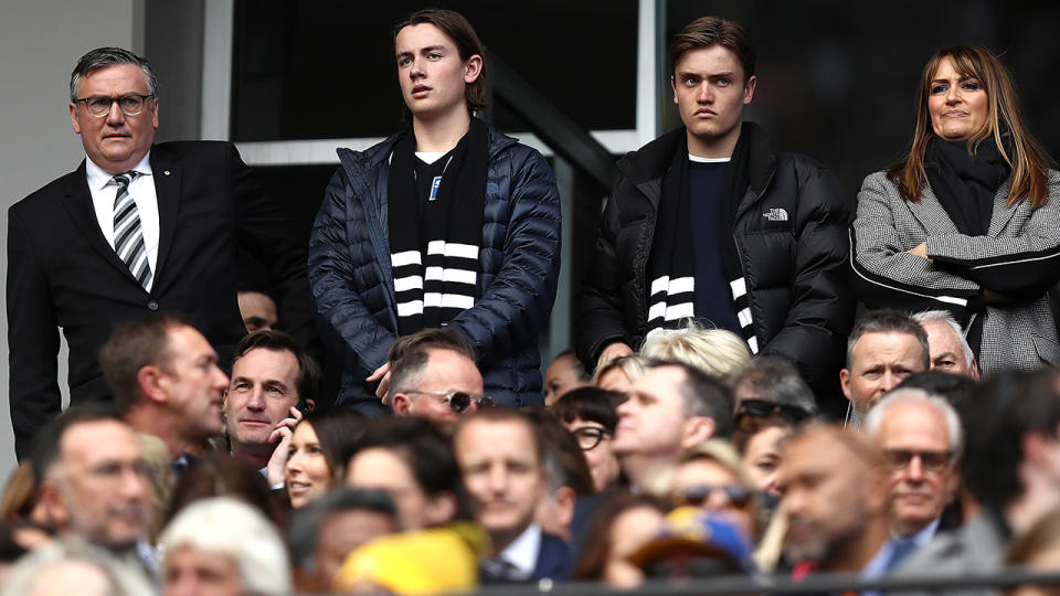 Eddie McGuire, pictured here with his sons and wife at the 2018 AFL Grand Final.