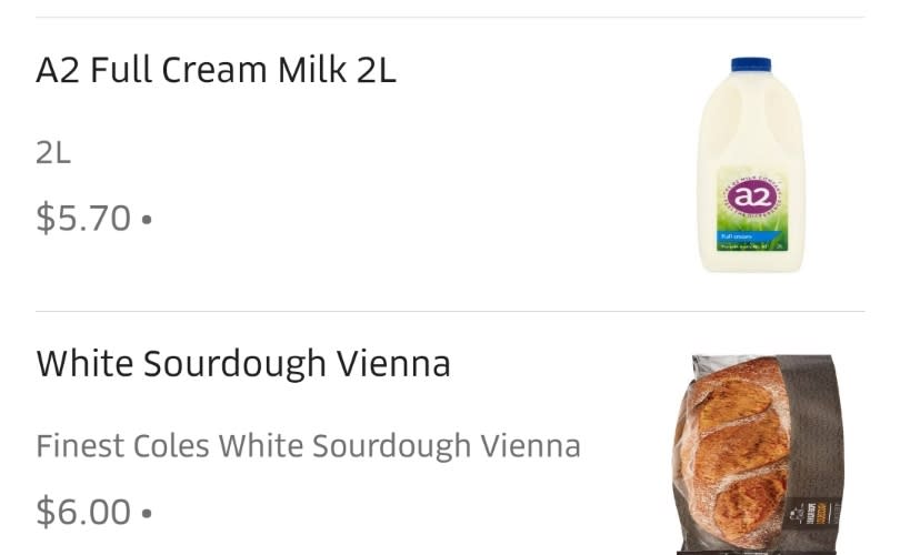 Coles Leichhardt on Uber Eats. (Yahoo Finance screenshot)