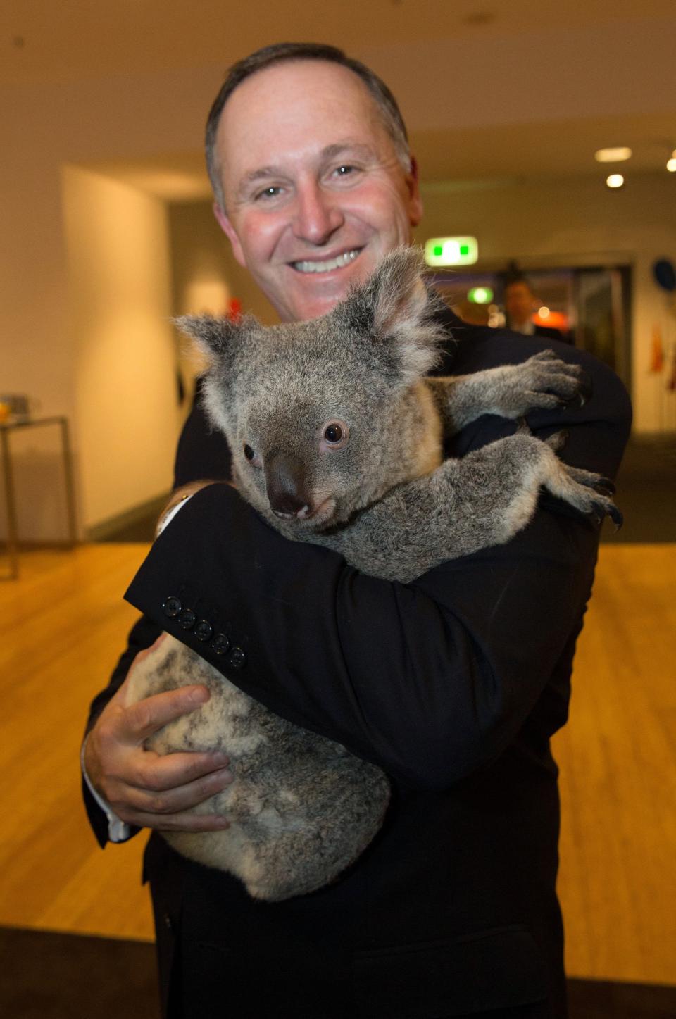 G20 handout photo shows New Zealand's PM Key holding a koala before the G20 Leaders' Summit in Brisbane
