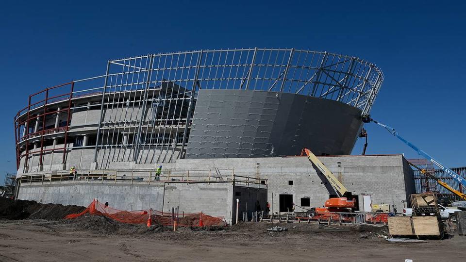 The exterior of Mote SEA near the UTC Mall during a media tour of the ongoing construction on Friday, April 5, 2024. Mote anticipate’s opening in winter of 2024.