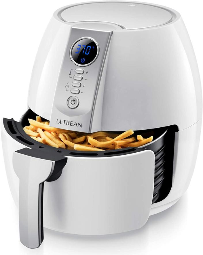 ULTREAN Air Fryer, 4.2 Quart in white air fryer with french fries in the basket