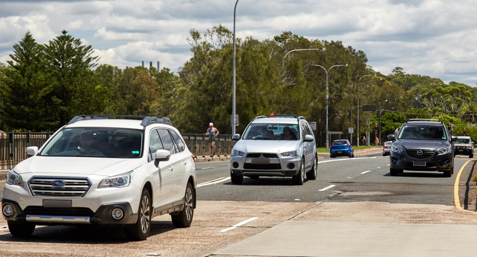 Cars on a road in NSW.