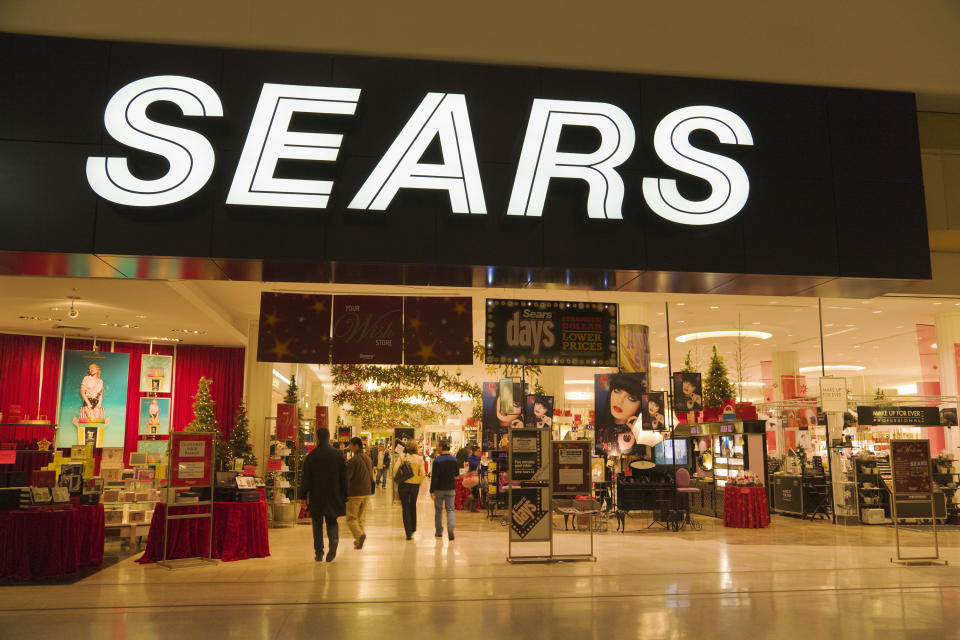 The entrance to Sears inside of a mall