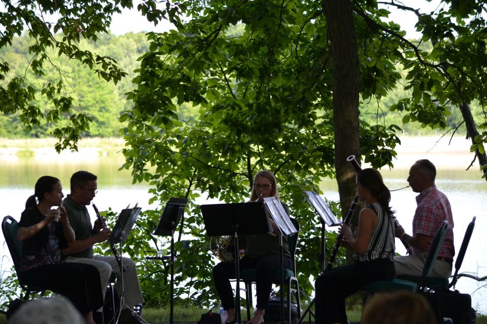 Small musical ensembles such as this woodwind quintet from the Canton Symphony Orchestra are traveling across Stark County playing at community events.