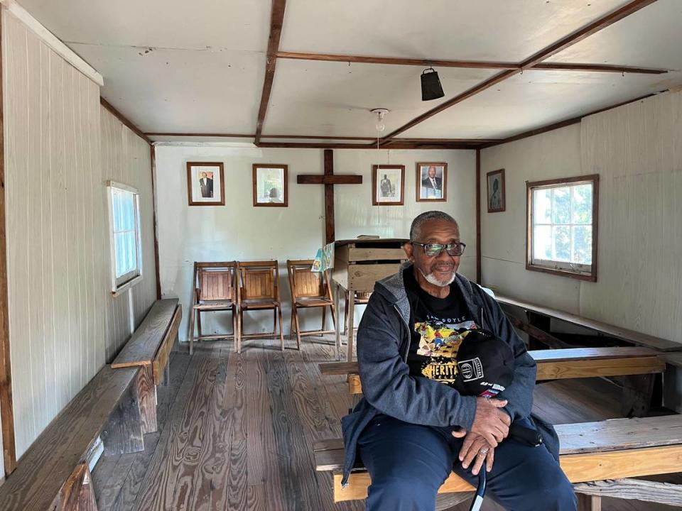 James Peter Smalls, a deacon at Ebeneezer Baptist Church, is in charge of the Mary Jenkins Praise House on Eddings Point Drive on St. Helena Island. About 125 years old, the praise house is still used today. “It is the original,” Smalls says.
