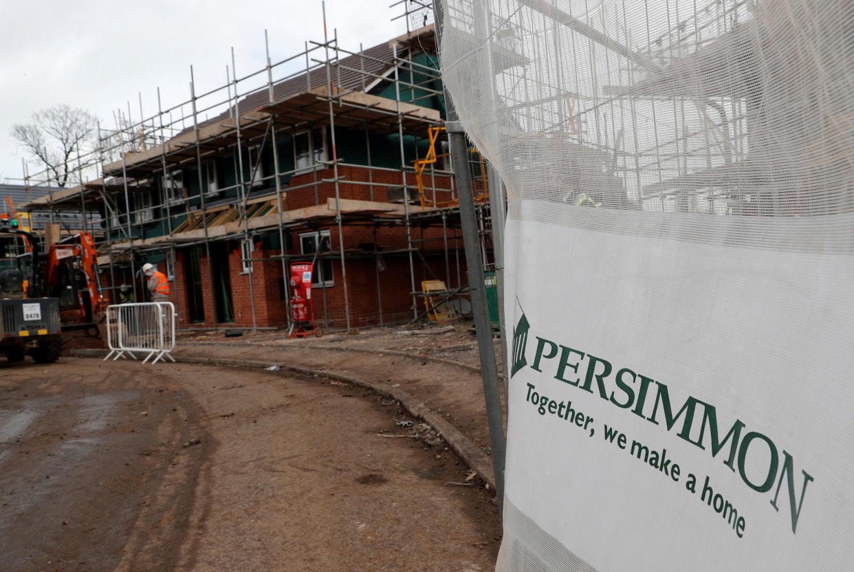 Builders construct modular Space4 homes on a Persimmon development in Coventry, February 22, 2017. Picture taken February 22, 2017. To match Insight BRITAIN-EU/CONSTRUCTION REUTERS/Darren Staples