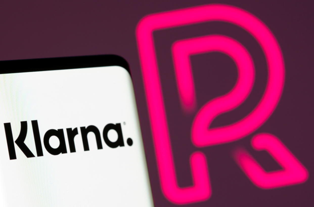 Klarna logo is seen on smartphone in front of displayed Pricerunner logo in this illustration taken on November 2, 2021. REUTERS/Dado Ruvic/Illustration