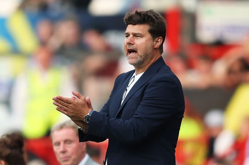 Mauricio Pochettino, manager of World XI applauds his players during Soccer Aid 2023