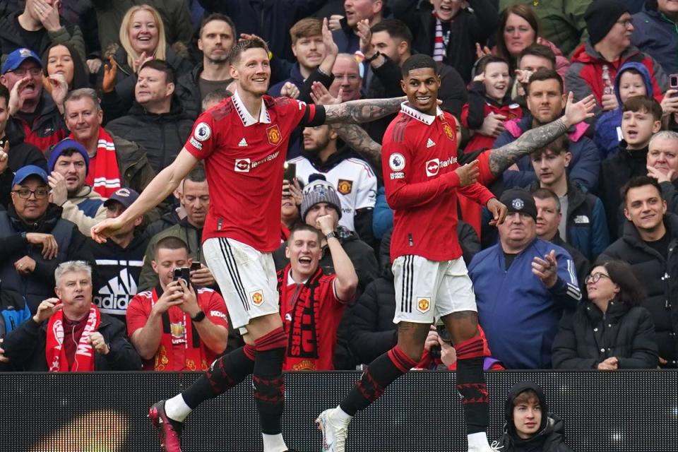 Marcus Rashford, right, starred for Manchester United again (Nick Potts/PA) (PA Wire)