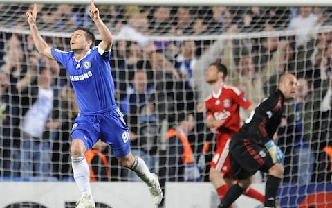 Chelsea's Frank Lampard celebrates after scoring their fourth goal of the game - Credit: PA