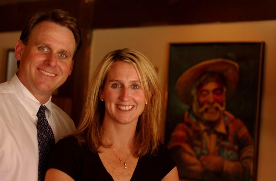 Flashback to 2003: Jason and Beth Brown are photographed at their restaurant Cactus Grille in Providence, RI, shortly after buying back the name and reopening the concept. They opened the original Cactus Grille in 1992.