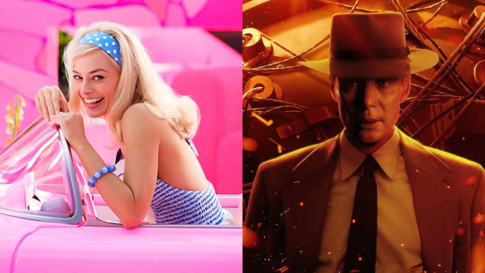 Margot Robbie in 'Barbie;' Cillian Murphy, star of 'Oppenheimer.'